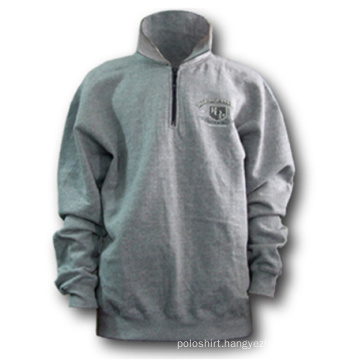 Grey Half Zipper Sweat Shirts with Hoodie (SW--512)
